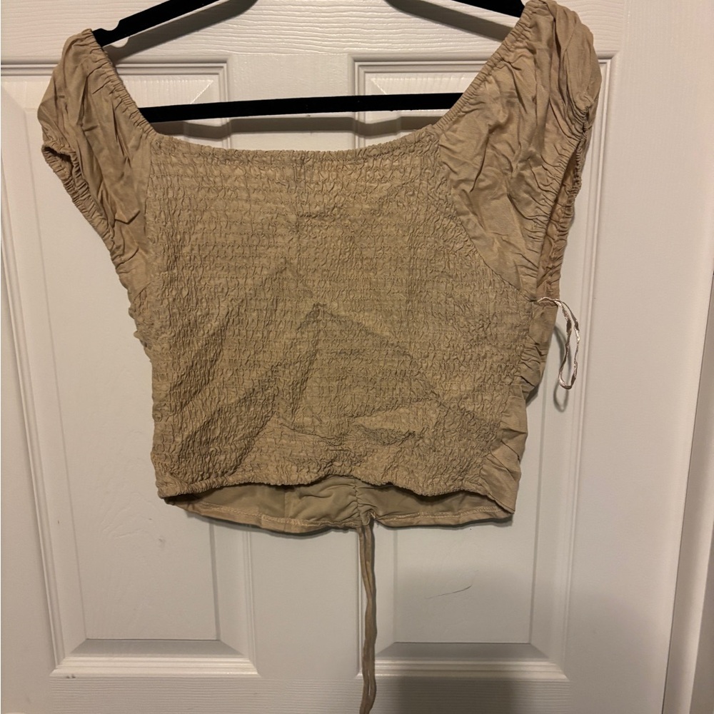 Beige Ruched Blouse - Picture 2 of 3